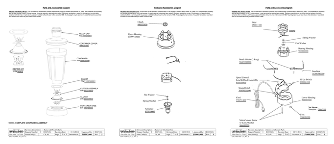 Diagram Diagram and Parts List for 918  Hamilton Beach Blender